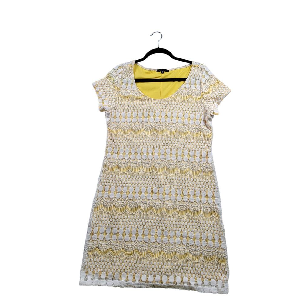 Tiana B. Yellow & White Floral Lace Sheath Dress - Size L